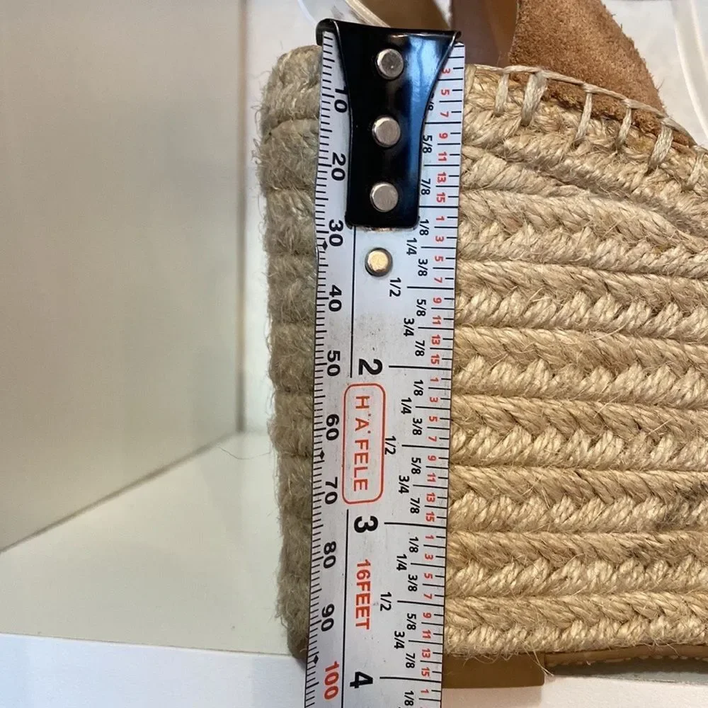 Dolce Vita Shayla Espadrille Wedge Sandals 8.5 Tan Suede Platform Summer Heels